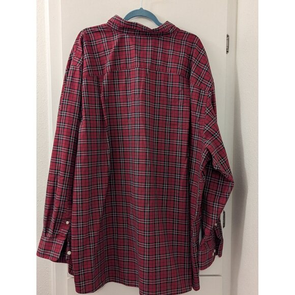 Oak Hill Red Holiday Plaid Wrinkle-Free Button-Down Shirt 100% Cotton Mens Size - Picture 4 of 6